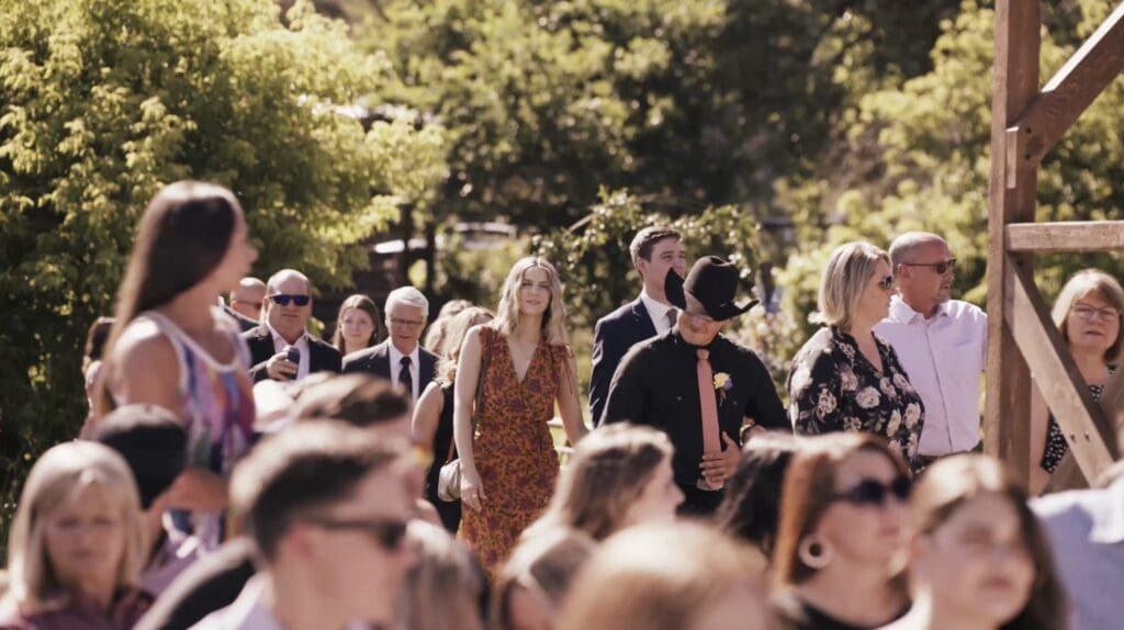 Wedding guests finding their seats at a South Dakota wedding Nathaniel Wilson Video was the wedding videographer for.